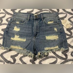 Altar'd State Distressed Blue Denim Cutoff Shorts